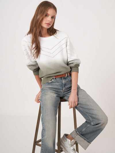 Repeat- 400953 Cotton Knit Dip Dye Pullover
