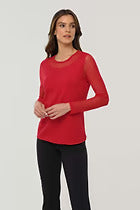 Anatomie KIM // Pima Cotton Long Sleeve Top w/ Mesh Sleeves