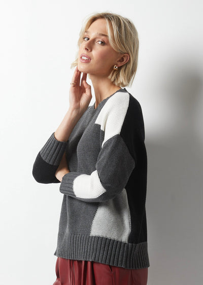 Zaket & Plover Intarsia Trim Sweater