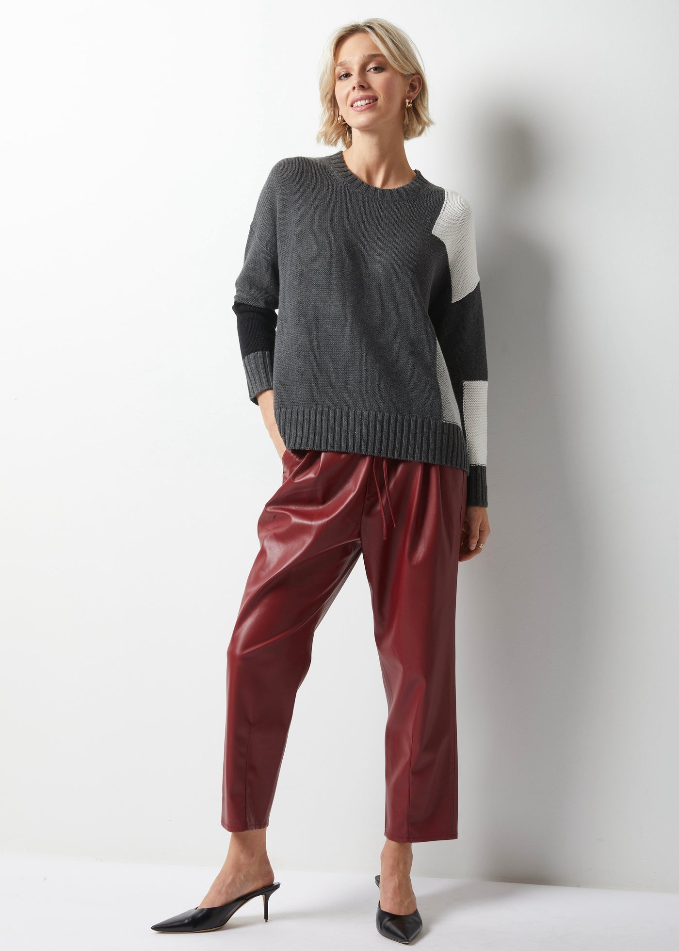 Zaket & Plover Intarsia Trim Sweater